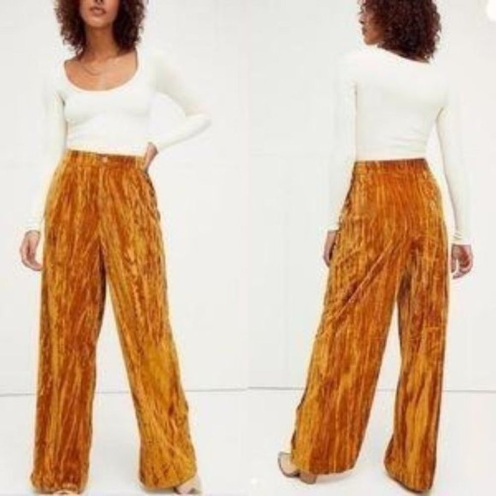 Free People Runaway Velvet Wide Leg Pants